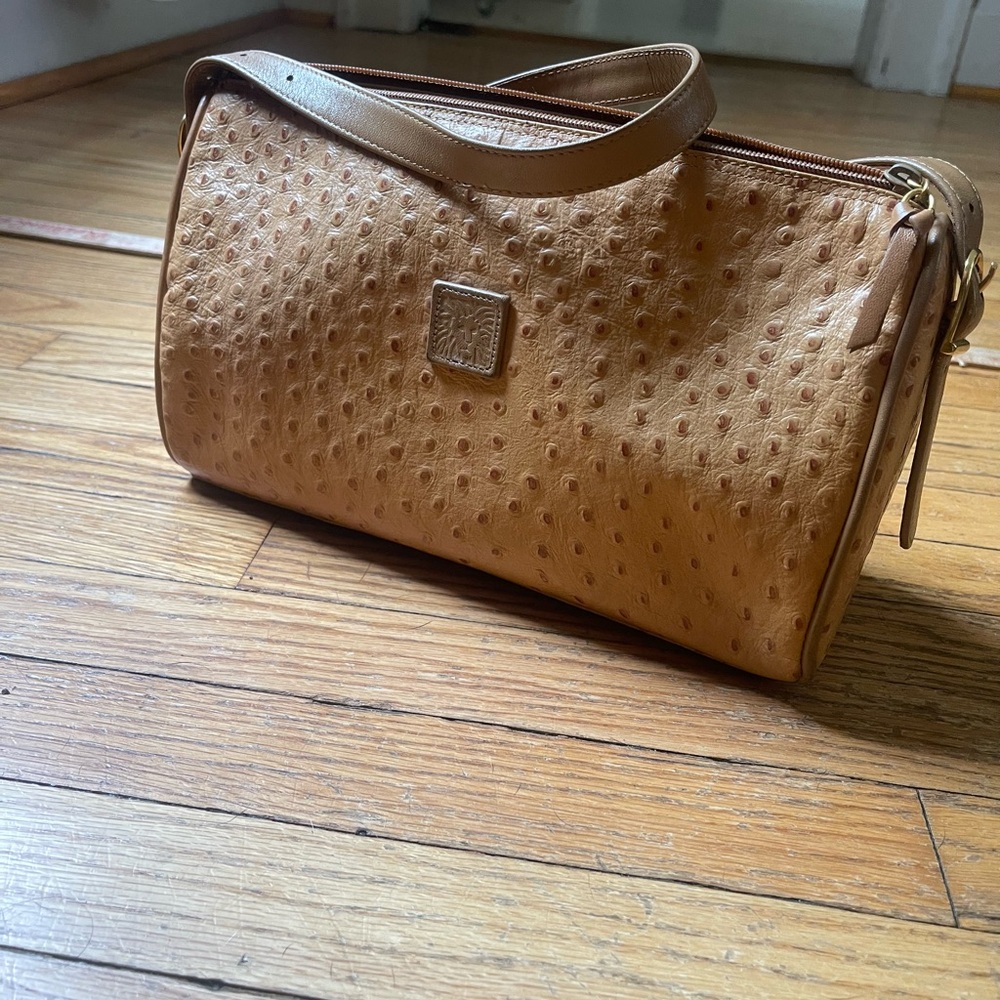 Anne Klein Ostrich Leather Handbag